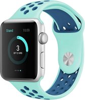 Mobigear Active Siliconen Bandje Geschikt voor Apple Watch Series 7 (45 mm) - Blauw / Groen