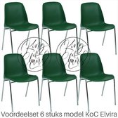 King of Chairs -set van 6- model KoC Elvira groen met verchroomd onderstel. Kantinestoel stapelstoel kuipstoel vergaderstoel tuinstoel kantine stapel stoel kantinestoelen stapelsto