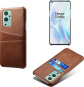 OnePlus 9 hoesje, MobyDefend Lederen Backcover Met Vakjes Voor Pasjes, Bruin | GSM Hoesje / Telefoonhoesje Geschikt Voor: OnePlus 9