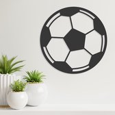Wanddecoratie - Voetbal - Hout - Wall Art - Muurdecoratie - Zwart - 29 x 29 cm