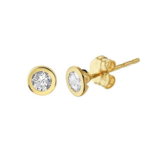 Boucles d'oreilles en or 14 carats style tendance N-joy avec zircone 15346