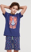 Woody pyjama jongens - gitaar - blauw - 211-2-QRS-Z/896 - maat 164
