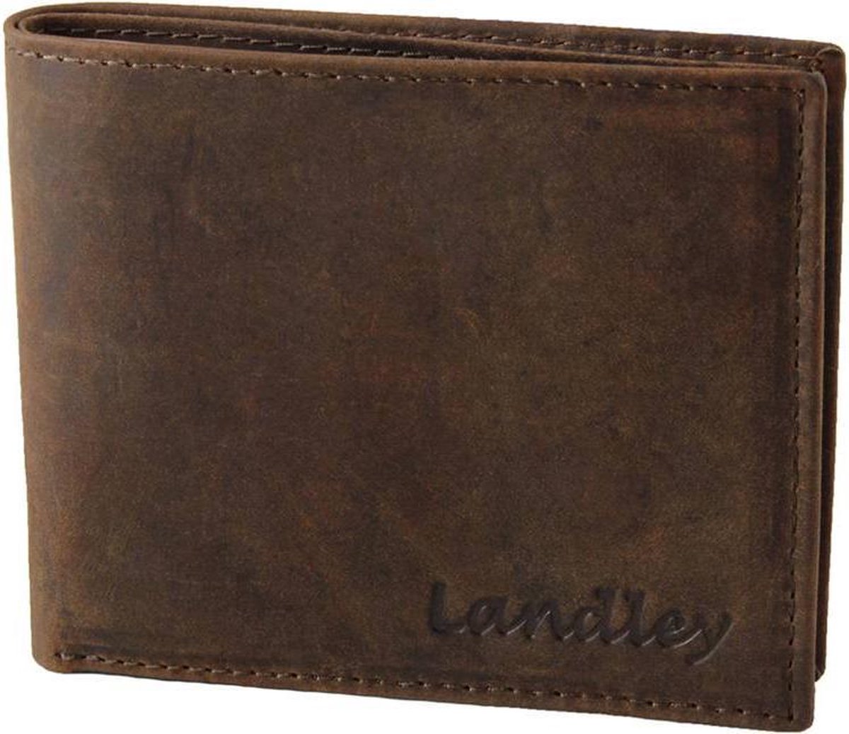 Landley Heren Portemonnee - Compacte Billfold - Robuust Vintage Leer - Donkerbruin