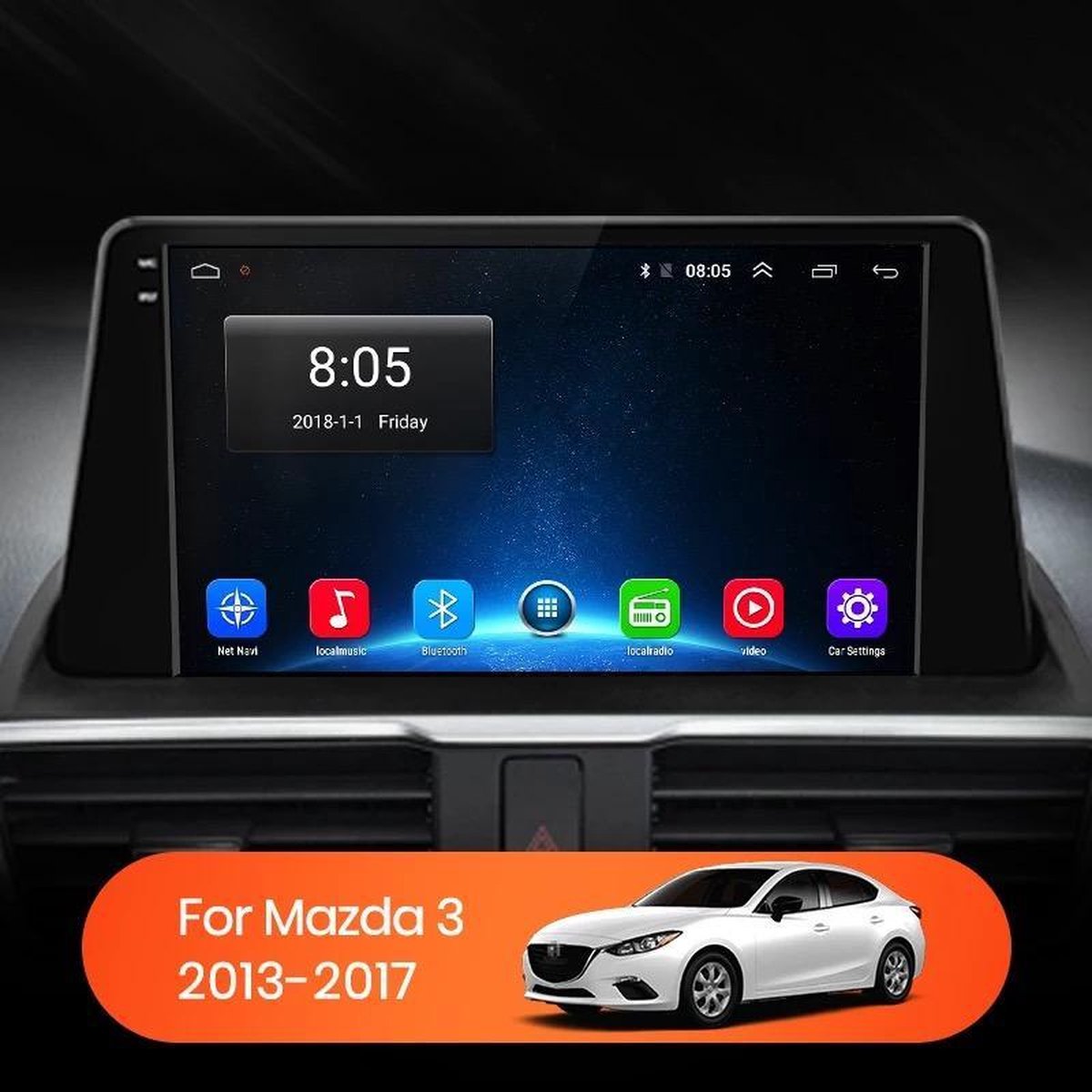 Mazda 3 2013-2017 Android 10 navigatie en multimediasysteem autoradio wifi bluetooth usb 1+16GB