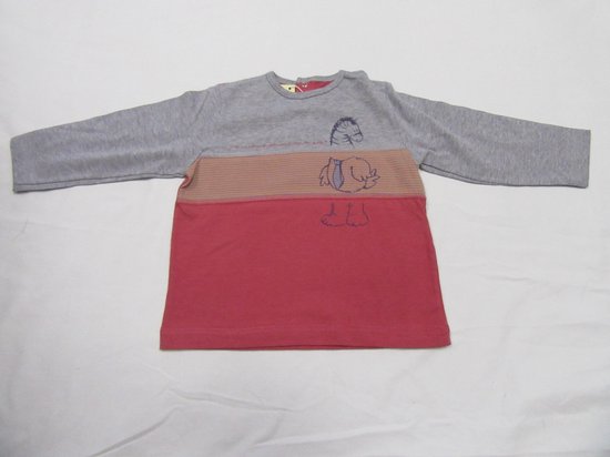 petit bateau , jongens , t-shirt met lange mouw , grijst , rood, 6 maand  67
