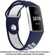 Blauw Wit Siliconen sporthorlogebandje voor Fitbit Charge 3 / Charge 3 SE / Charge 4 – Maat: zie maatfoto – Smartwatch Strap - Polsbandje - Rubber