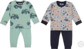 Dirkje SET (2stuks) pyjamas Bio Cotton Groen car en Grijs dino - 110/116