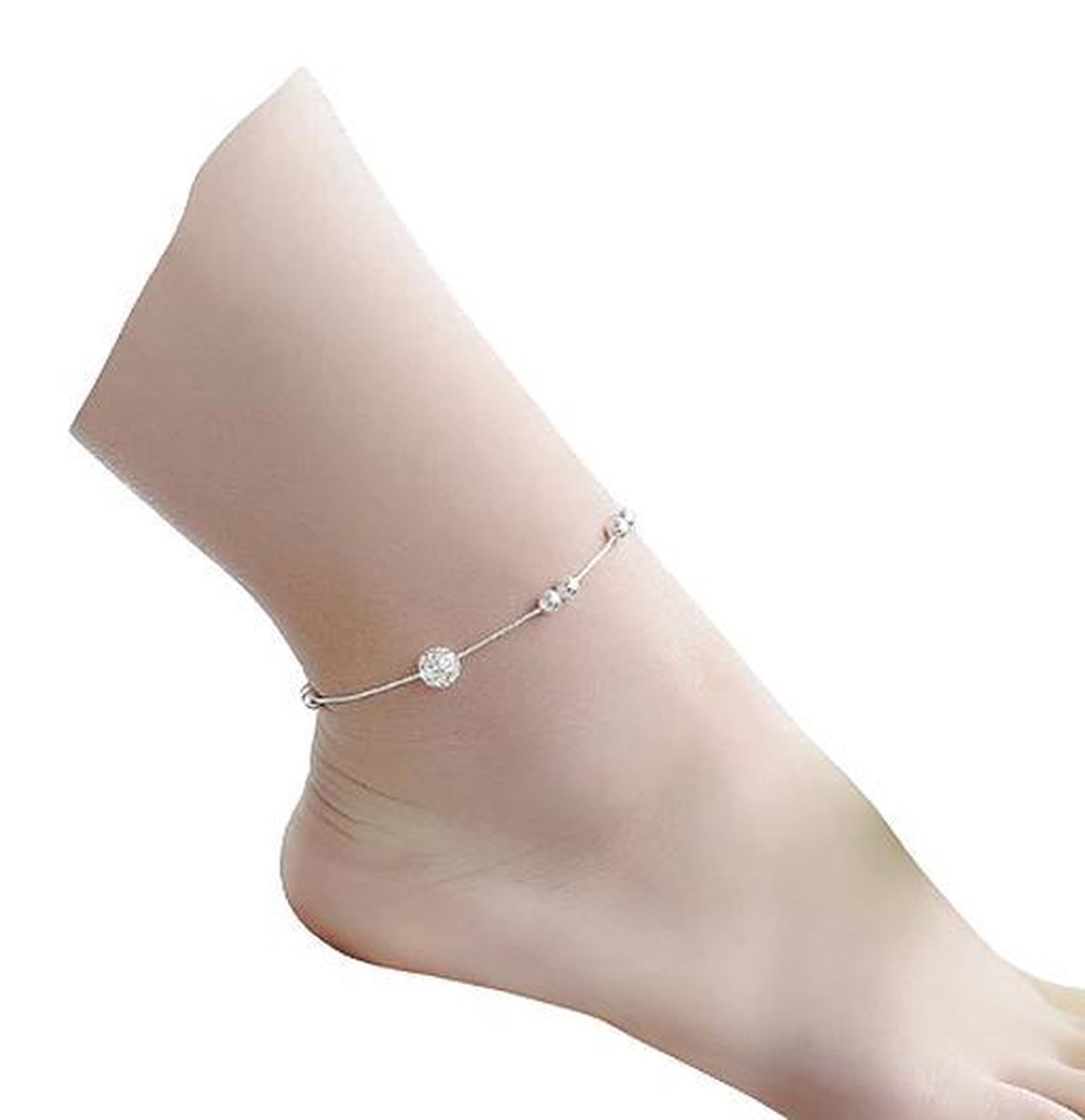 N3 Collecties 925 Sterling Zilveren Glanzende Bal Enkelband Voor Vrouwen