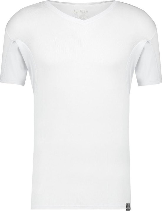 RJ Bodywear Sweatproof T-shirt (1-pack) - heren T-shirt met anti-zweet oksels - V-hals - wit - Maat: M