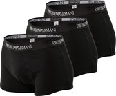 Emporio Armani - Heren Onderbroeken 3-Pack Boxers Trunk Zwart - Zwart - Maat M