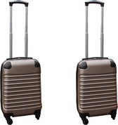 Travelerz kofferset 2 delige ABS handbagage koffers - met cijferslot - 27 liter - champagne