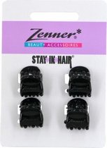 Zenner Sierklemmen Stay in Hair Zwart, 1,5cm 4 stuks