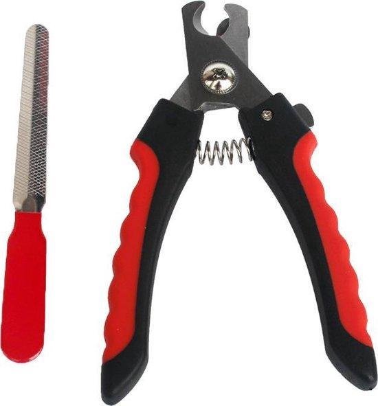 Buzz Products Professioneel Dieren Nagelschaartje - Hond/Kat/Konijn/Vogel/ Cavia/Knaagdier - Incl. Veiligheidsstop & Nagelvijl - Rood-Zwart