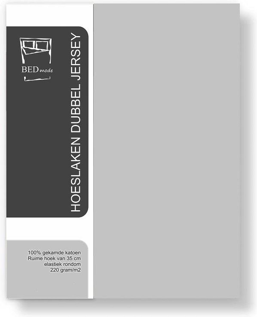 BEDMODE24 Hoeslaken dubbel jersey 160x200/220 grijs