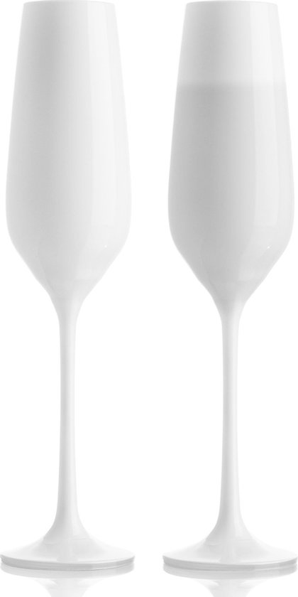 VacuVin Champagne Glazen - Prosecco Glazen - Set van 2 stuks - Wit - 20cl -  Kristalglas | bol