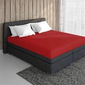 Dekbeddenwereld- hoeslaken- jersey- stretch- eenpersoons- 90x200+30cm- geschikt voor boxspring- rood