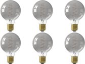 CALEX - LED Lamp 6 Pack - Globe - Filament G80 - E27 Fitting - Dimbaar - 4W - Warm Wit 2100K - Grijs - BSE