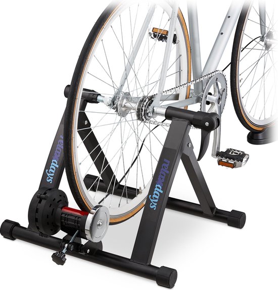 Relaxdays fietstrainer - rollenbank fiets - 26-28 inch - rolbank - wheel on  - trainer | bol