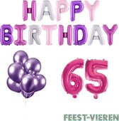 65 jaar Verjaardag Versiering Ballon Pakket Pastel & Roze