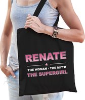 Naam cadeau Renate - The woman, The myth the supergirl katoenen tas - Boodschappentas verjaardag/ moeder/ collega/ vriendin
