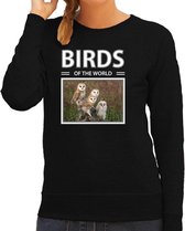 Dieren foto sweater Kerkuil - zwart - dames - birds of the world - cadeau trui uilen liefhebber XS