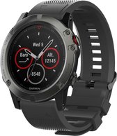 Shop4 - Garmin Fenix 5X Bandje (ook Plus) - Siliconen Zwart