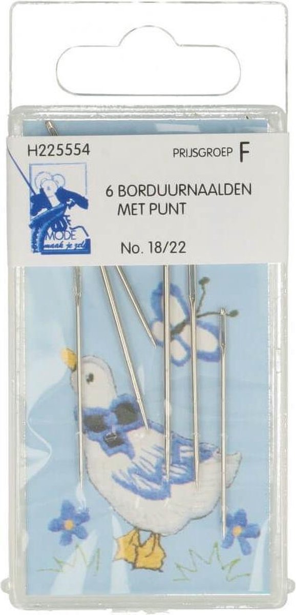 Afbeelding van product MMJZ Borduurnaalden met punt - nr.18-22 zilver - 6 stuks