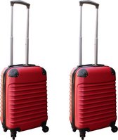 Travelerz kofferset 2 delige ABS handbagage koffers - met cijferslot - 27 liter - rood