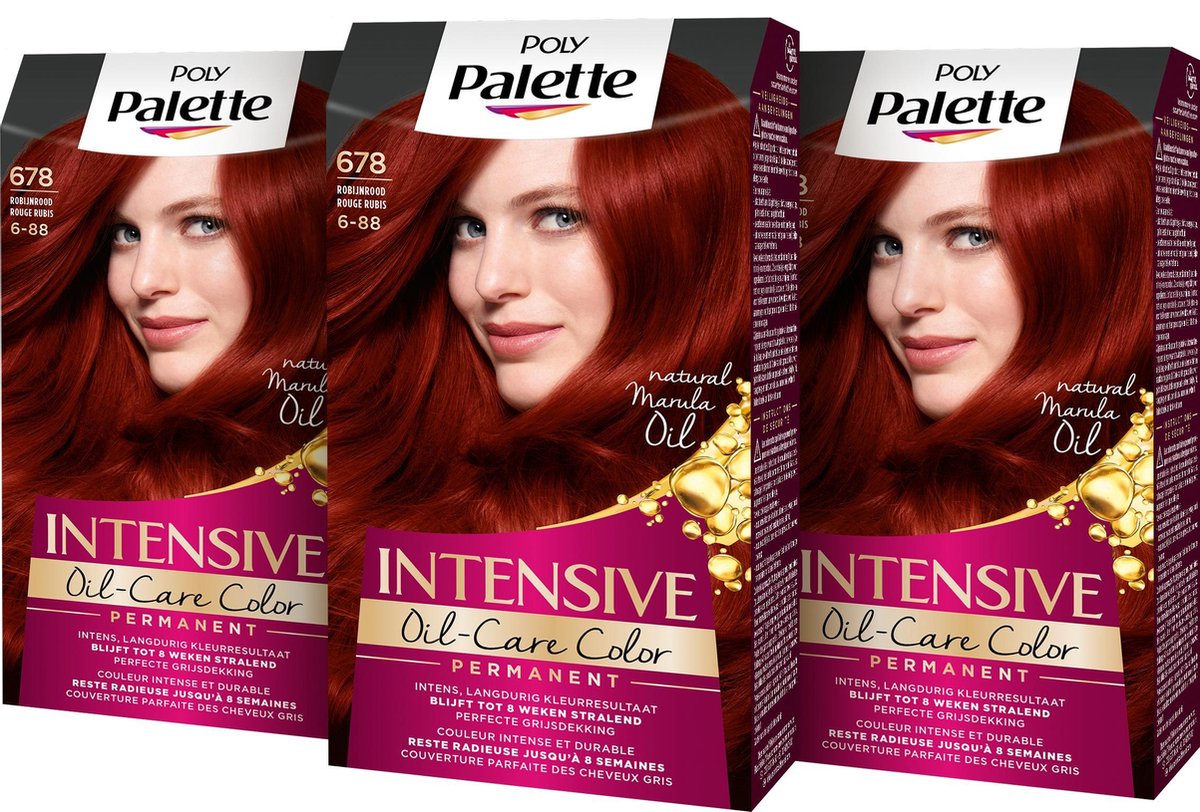 Poly Palette - 678 Robijn Rood - Permanente Haarverf - Haarkleuring - 3 stuks