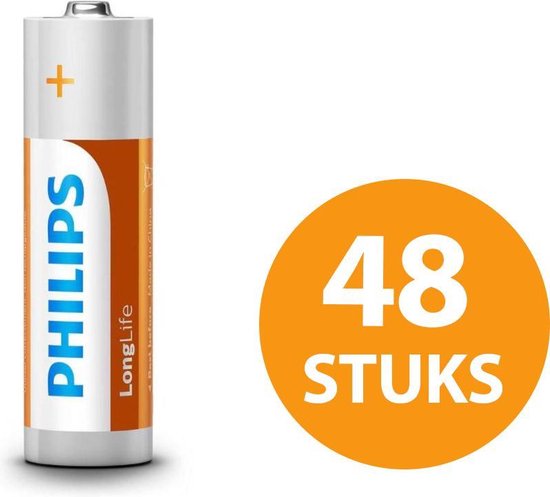 Opnemen Overweldigen Reserveren Philips Longlife Batterijen - AA - 48 stuks (4 Blisters a 12 st) | bol.com