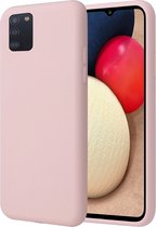 Samsung Galaxy A02s Hoesje - Matte Back Cover Microvezel Siliconen Case Hoes Roze