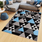 Tapiso Maya Vloerkleed Grijs Blauw Woonkamer Slaapkamer Tapijt Maat- 180x250