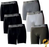 Quick Q1905 Bodywear Heren Boxershorts 6-Pack Zwart Zwart Wit Grijs Zwart Army