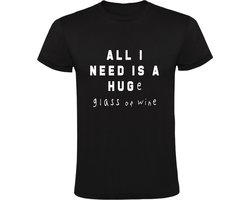 All i need is a Huge glass of wine Heren t-shirt | knuffel | wijn | Zwart