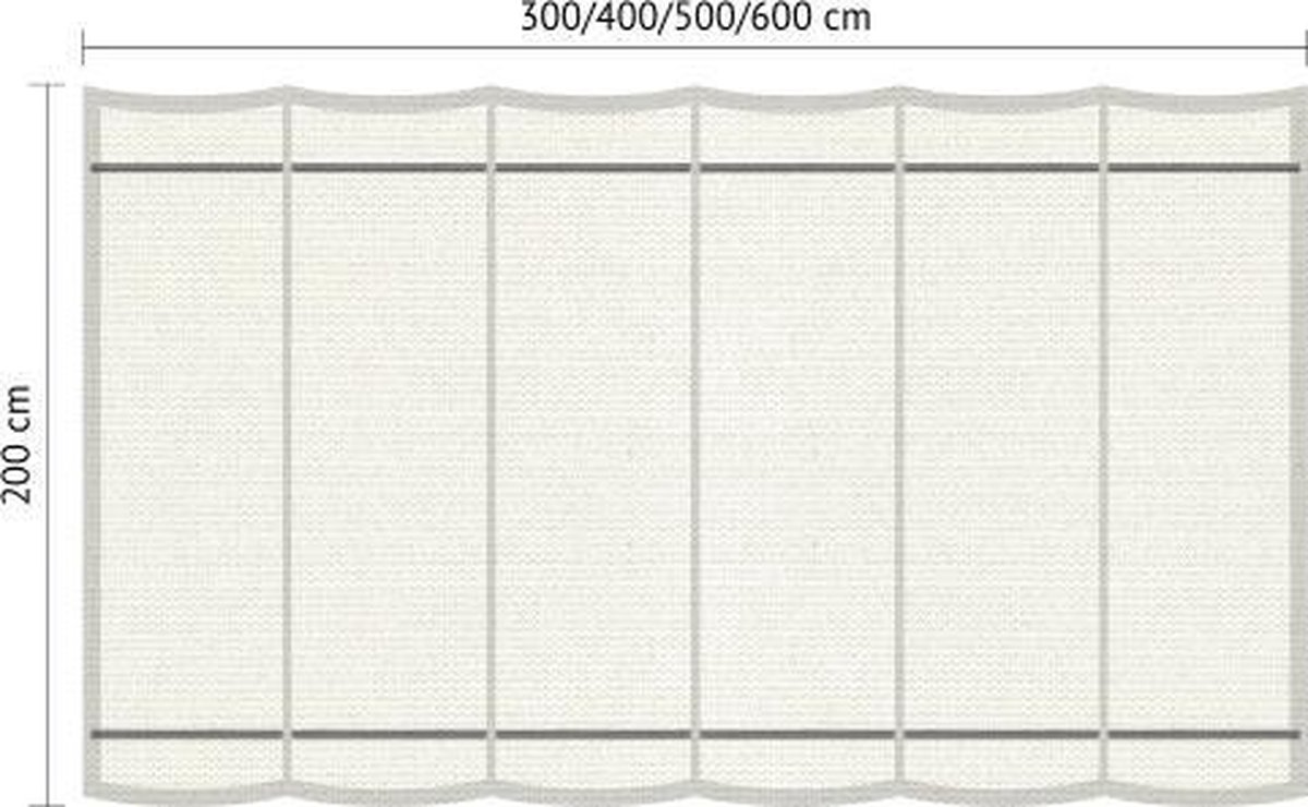 Shadow Comfort® - Harmonicadoeken incl. bevestigingsset - 500 cm x 200 cm - Arctic White