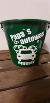 Emmer - Tekst - 5 liter - D. Groen - Papa's Autowas Emmer - Gift - Kado - Vaderdag -