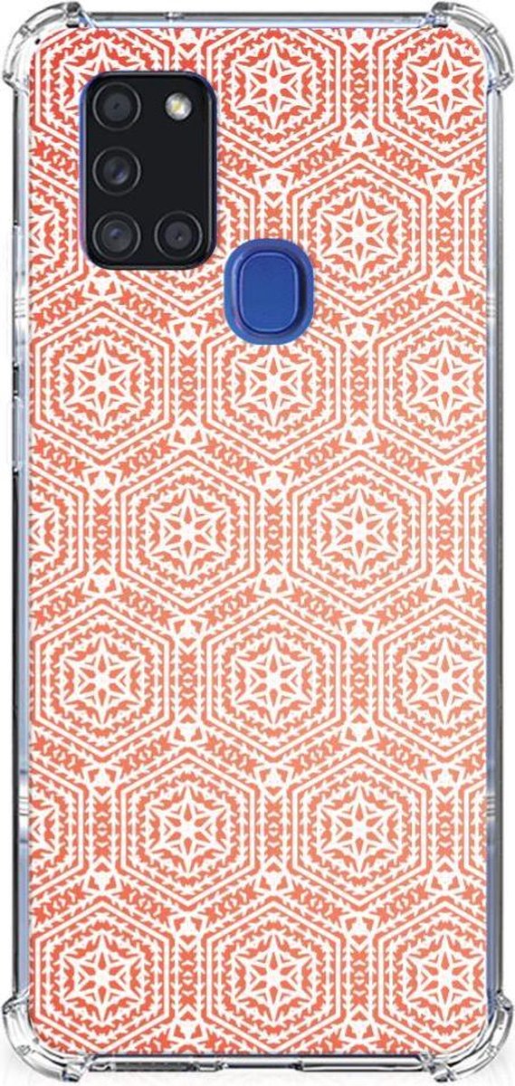 Samsung Galaxy A21s Doorzichtige Silicone Hoesje Pattern Orange