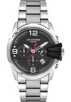 Lee Cooper LC07078.360 - Horloge - Analoog - Mannen - Heren - stalen band - Chronograaf - Stopwatch - Zilverkleurig - Zwart