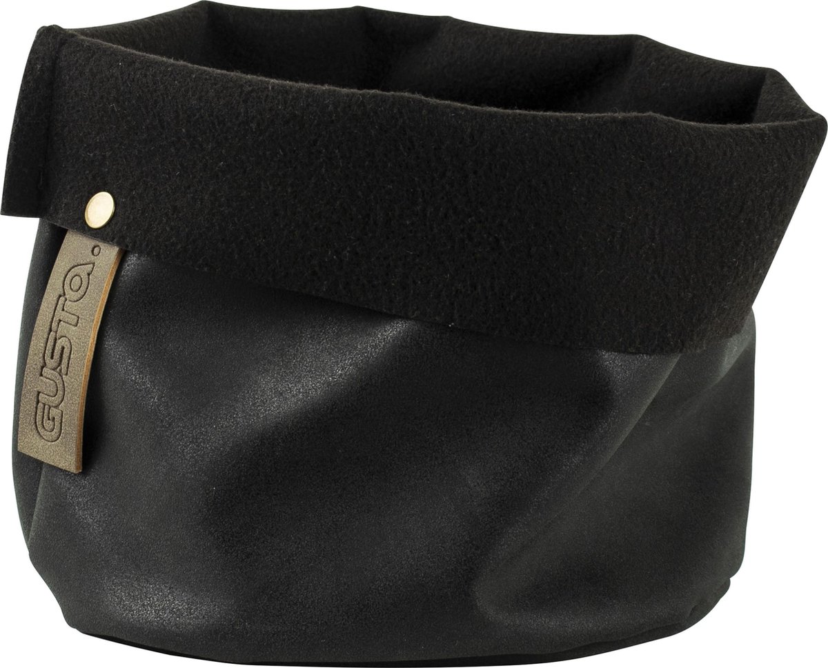 Gusta - Opbergmand - Zwart - PU Leer - ø18cm