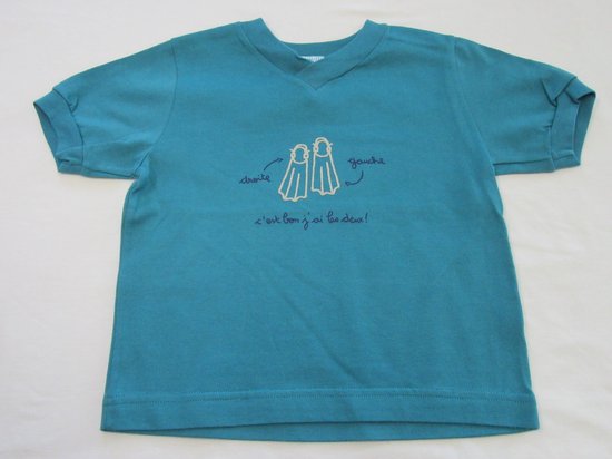petit bateau , jongens, t-shirt korte mouw , turquoise , zwemvliezen , 6 jaar 114