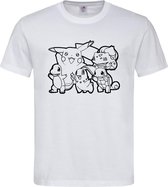 Wit T-shirt ' Pokemon / Figuren ' Zwart maat XL