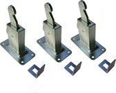 3x stuks deurvastzetter / deurvastzetters staal verzinkt wandmodel met opvangoog - 12 x 6 x 15 cm -montage aan wand