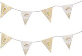3x stuks Ramadan Mubarak thema vlaggenlijnen/slingers wit/goud 6 meter - Suikerfeest/offerfeest versieringen/decoraties