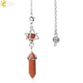 Pendel steen - Pendelen - Spiritueel - Pendelsteen - Natuursteen - Kwarts - Kristallen - Zeshoekig - Spits - Reiki - Chakra - Accessoires - Red Jasper