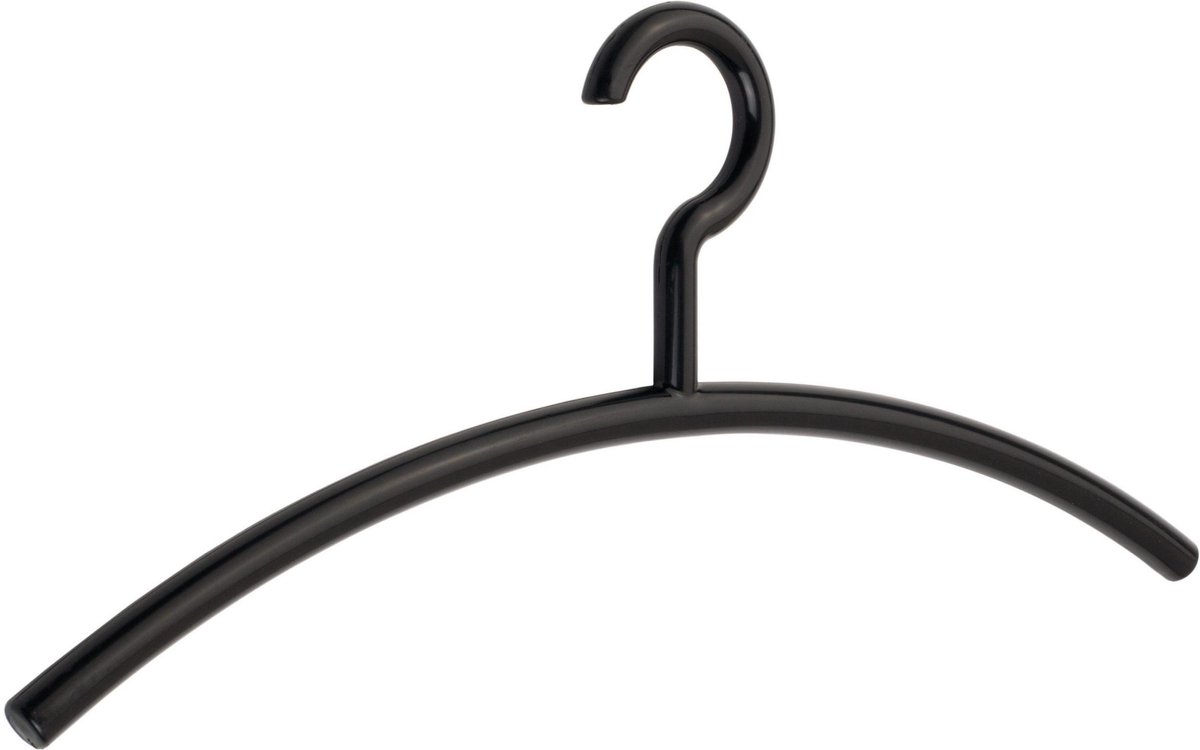 TopHangers [Set van 5] Moderne massief zwarte kunststof design hangers / kledinghangers / garderobehangers / jashangers