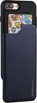 GOOSPERY voor iPhone 8 Plus & 7 Plus TPU + PC Sky Slide Bumper beschermende achterkant van de behuizing met kaartsleuf (marineblauw)