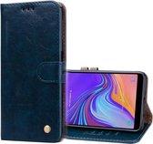 Zakelijke stijl olie-wax textuur horizontale flip lederen tas voor Galaxy A7 (2018), met houder en kaartsleuven en portemonnee (marineblauw)