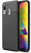 Litchi Texture TPU schokbestendig hoesje voor Galaxy M20 (zwart)