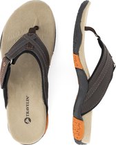 Travelin Fyrde Teenslipper Dames - Leren Outdoor- Sport- en Wandelsandalen met Profielzool - Maat 38