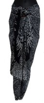 sarong, pareo, hamamdoek, wikkelrok extra groot figuren  patroon lengte 115 cm breedte 220 cm kleuren donkerblauw zwart wit dubbel geweven extra kwaliteit.